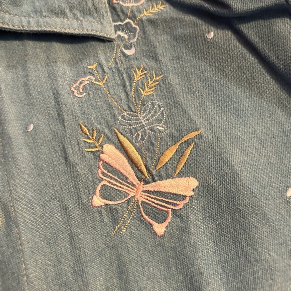 Embroidered Denim Button Up - Picture 3 of 4